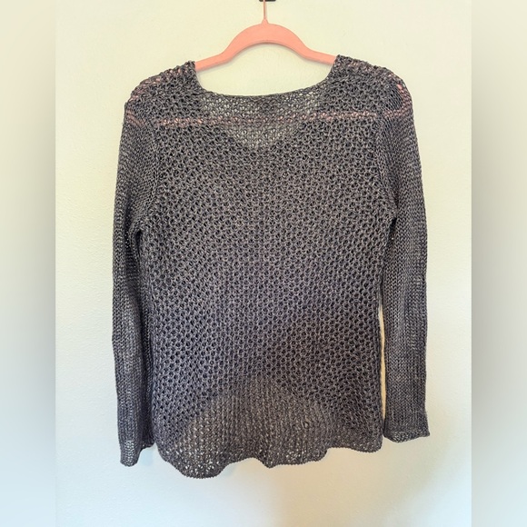 Helmut Lang 100% Linen Mesh Scoop Neck Sweater Blue Size Petite XS EUC - Picture 2 of 9